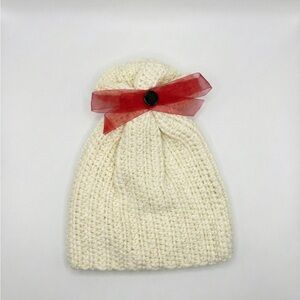 Adorable Knit Kids Hat with Red Bow